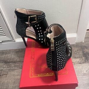 Chic Black and White Studded Ankle Booties